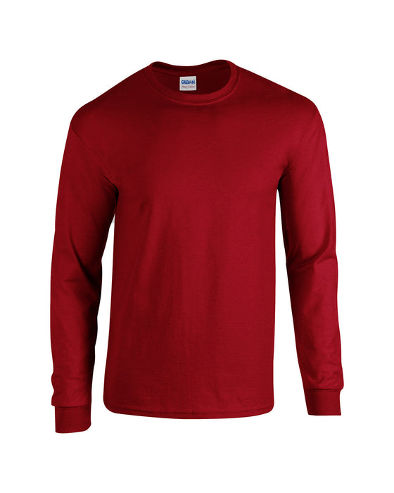 Front and Blank view of the Gildan Adult Heavy Cotton™ Long-Sleeve T-Shirt