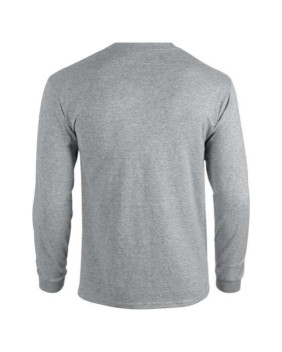 Rear and Blank view of the Gildan Adult Heavy Cotton™ Long-Sleeve T-Shirt