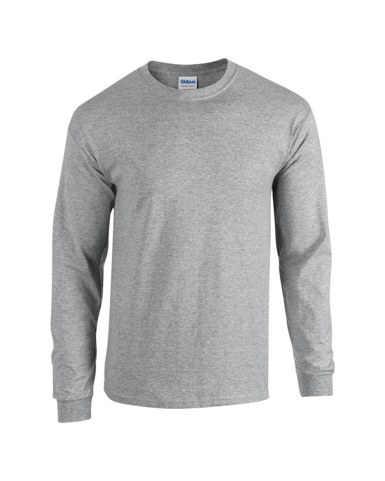 Front and Blank view of the Gildan Adult Heavy Cotton™ Long-Sleeve T-Shirt