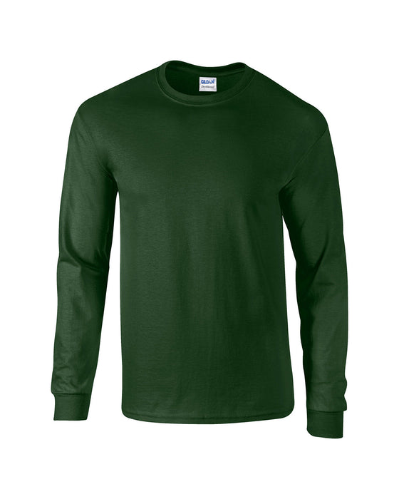 Front and Blank view of the Gildan Adult 50/50 Long-Sleeve T-Shirt