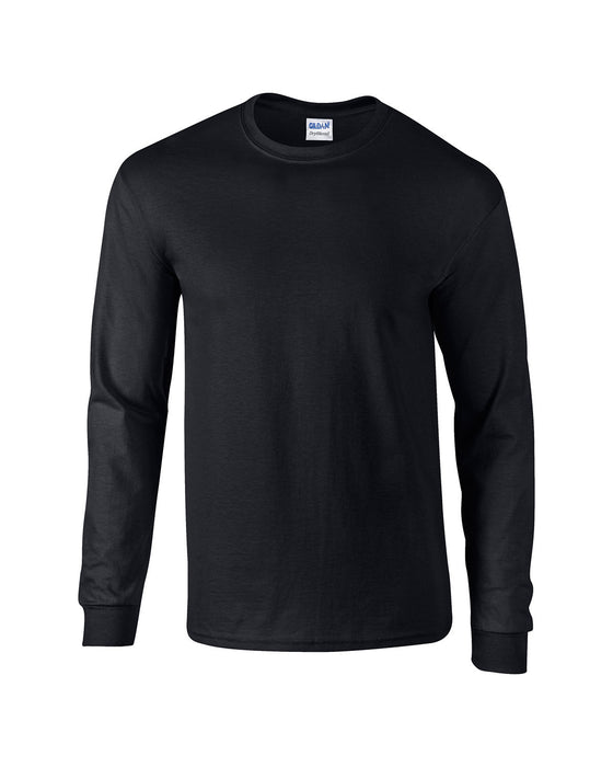 Front and Blank view of the Gildan Adult 50/50 Long-Sleeve T-Shirt