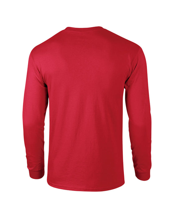 Rear and Blank view of the Gildan Adult 50/50 Long-Sleeve T-Shirt