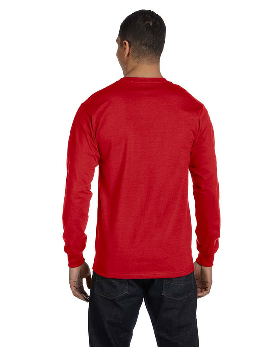 Rear view of the Gildan Adult 50/50 Long-Sleeve T-Shirt