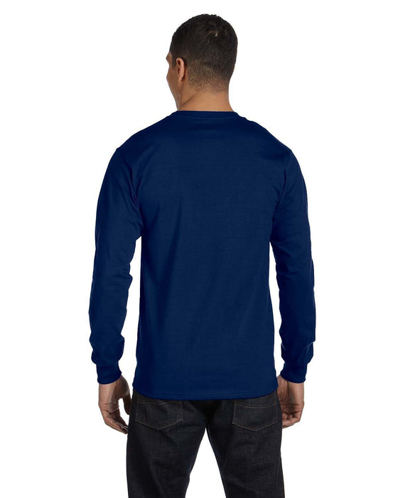 Rear view of the Gildan Adult 50/50 Long-Sleeve T-Shirt