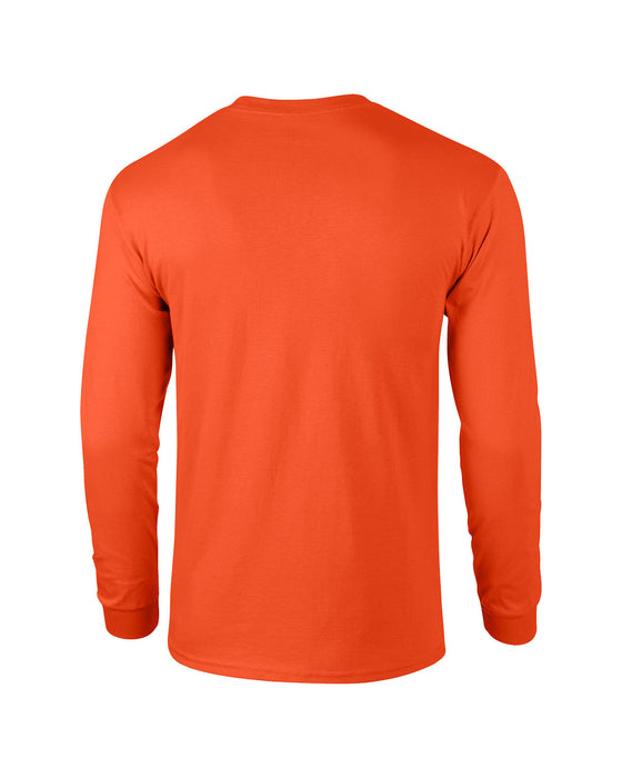 Rear and Blank view of the Gildan Adult 50/50 Long-Sleeve T-Shirt