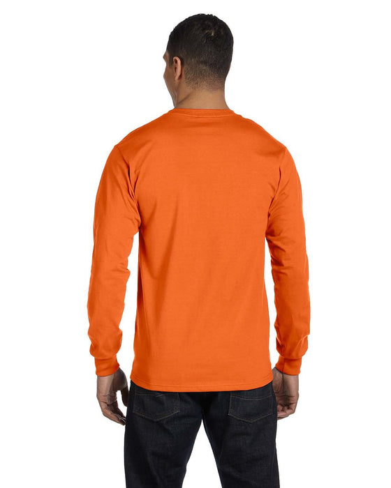 Rear view of the Gildan Adult 50/50 Long-Sleeve T-Shirt