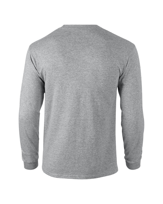 Rear and Blank view of the Gildan Adult 50/50 Long-Sleeve T-Shirt