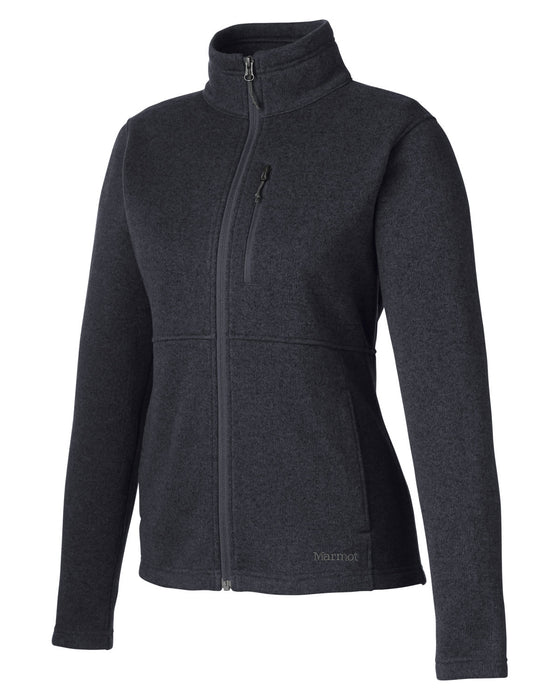 Right and Blank view of the Marmot Ladies' Dropline Sweater Fleece Jacket