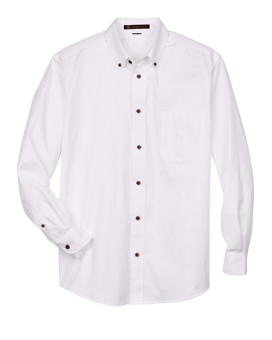 Front and Blank view of the Men's Easy Blend™ Long-Sleeve Twill Shirt with Stain-Release