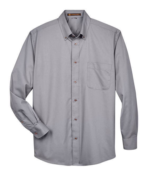 Front and Blank view of the Men's Easy Blend™ Long-Sleeve Twill Shirt with Stain-Release