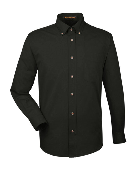 Front and Blank view of the Men's Easy Blend™ Long-Sleeve Twill Shirt with Stain-Release