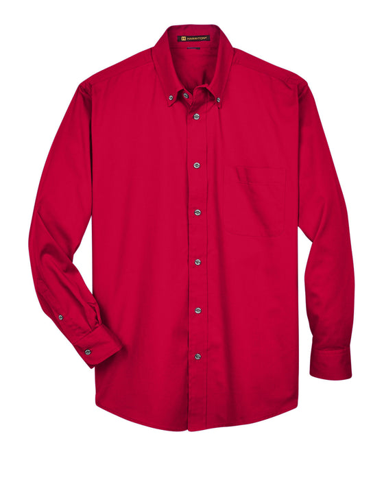 Front and Blank view of the Men's Easy Blend™ Long-Sleeve Twill Shirt with Stain-Release