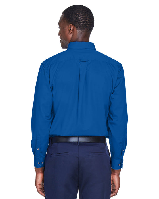 Rear view of the Men's Easy Blend™ Long-Sleeve Twill Shirt with Stain-Release