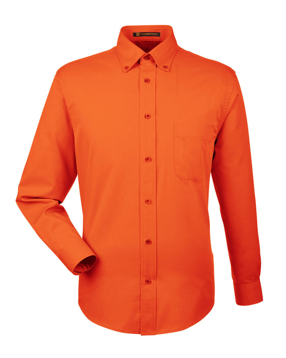 Front and Blank view of the Men's Easy Blend™ Long-Sleeve Twill Shirt with Stain-Release