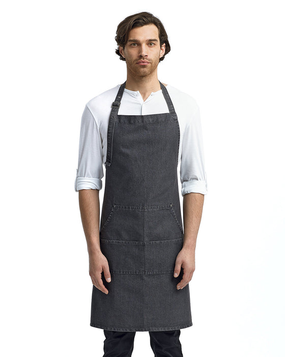 Front and Primary view of the Unisex Jeans Stitch Denim Bib Apron