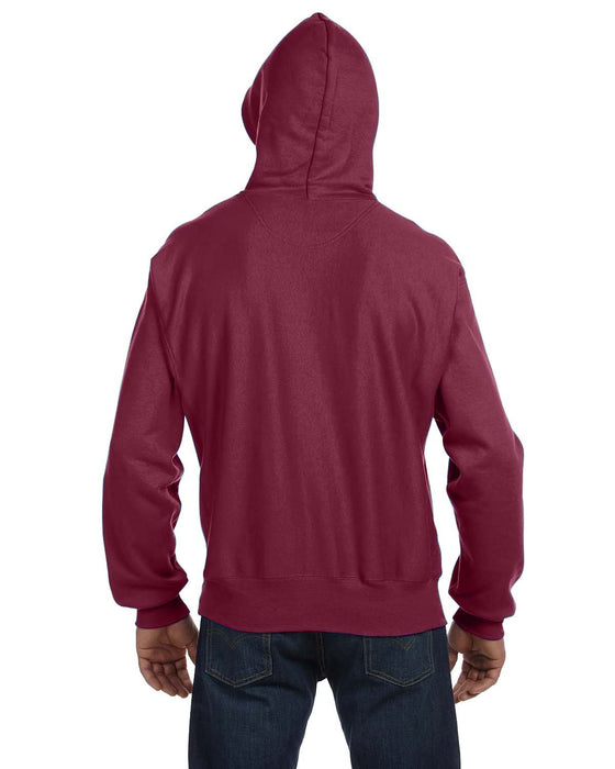 Rear view of the Champion Reverse Weave® Pullover Hooded Sweatshirt