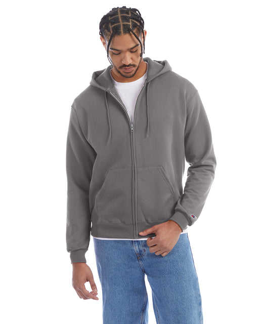 Front and Primary view of the Champion Adult Powerblend® Full-Zip Hooded Sweatshirt