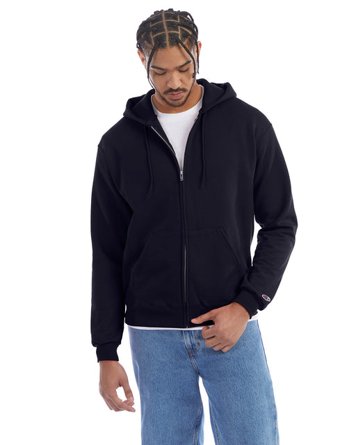 Front and Primary view of the Champion Adult Powerblend® Full-Zip Hooded Sweatshirt