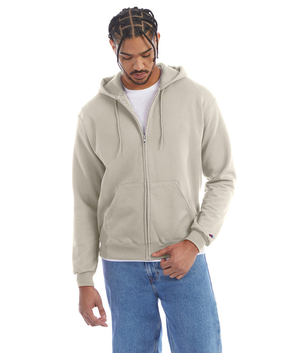 Front and Primary view of the Champion Adult Powerblend® Full-Zip Hooded Sweatshirt