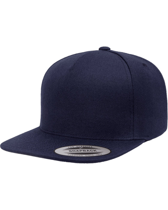 Front and Primary view of the Yupoong Adult 5-Panel Structured Flat Visor Classic Snapback Cap