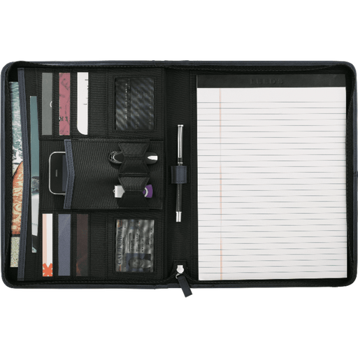 Front and Decorated view of the Pedova™ Zippered Padfolio