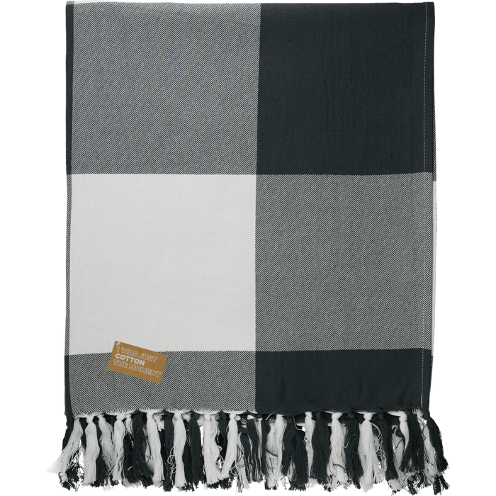 Front view of the Field &amp; Co. 100% Organic Cotton Check Throw Blanke