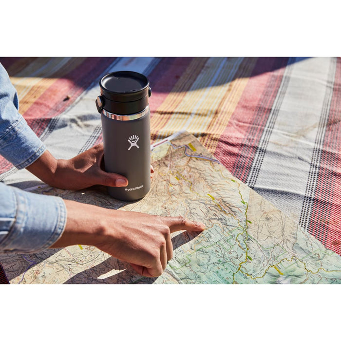 Back and Decorated view of the Hydro Flask&#174; Wide Mouth With Flex Sip™ Lid 20oz