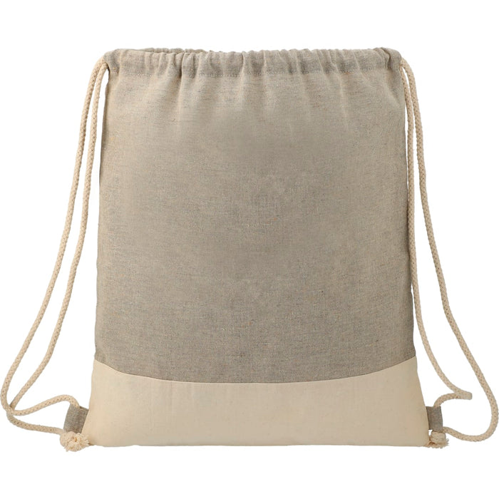 Front and Decorated view of the Split Recycled Cotton Drawstring Bag