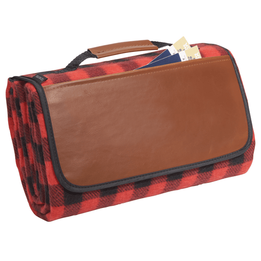 Front and Decorated view of the Field &amp; Co.&#174; Buffalo Plaid Picnic Blanket