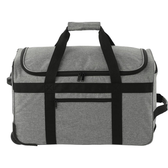Front view of the Graphite Recycled Wheeled Duffel