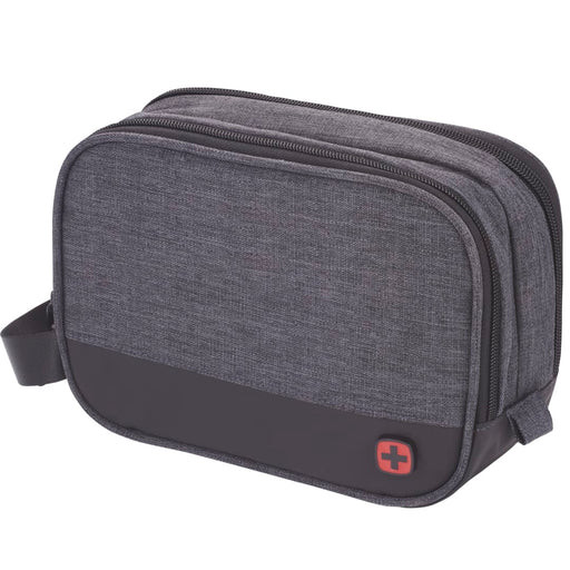 Back and Decorated view of the Wenger RPET Dual Compartment Dopp Kit