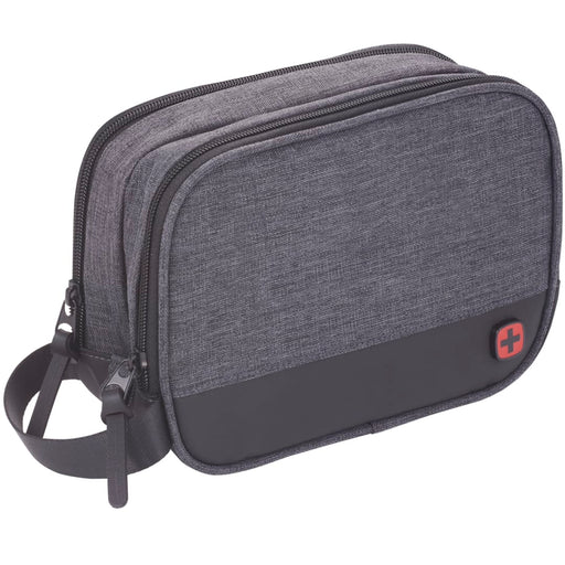 Back and Decorated view of the Wenger RPET Dual Compartment Dopp Kit