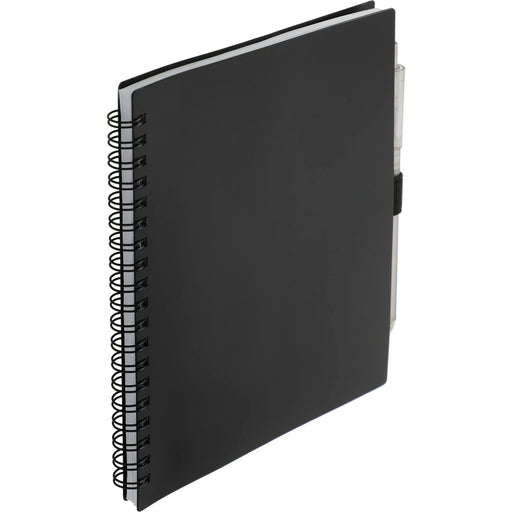 Front view of the 5.5” x 7” FSC Recycled Spiral Notebook w/ RPET Pe