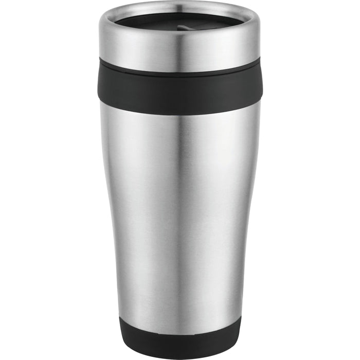 Front and Decorated view of the Carmel 16oz Travel Tumbler