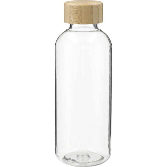 Front view of the Sona 22oz RPET Reusable Bottle w/ FSC Bamboo lid