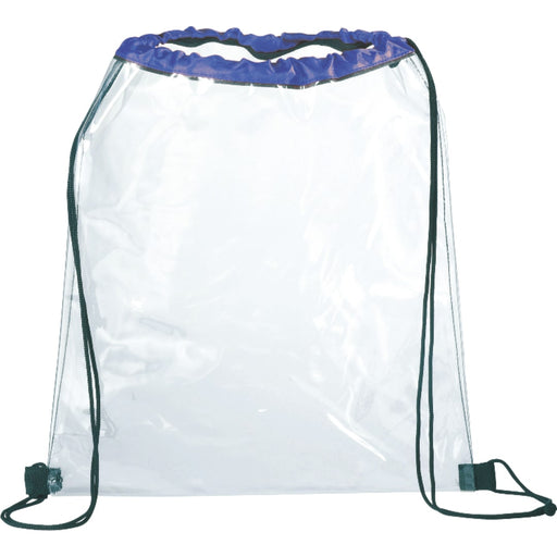 Front and Decorated view of the Rally Clear Drawstring Bag