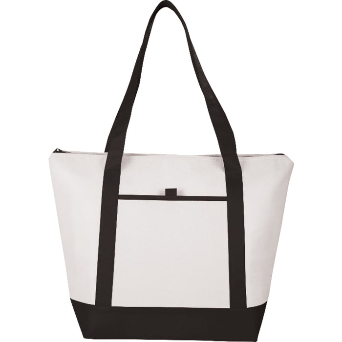 Front view of the Lighthouse 24-Can Non-Woven Tote Cooler