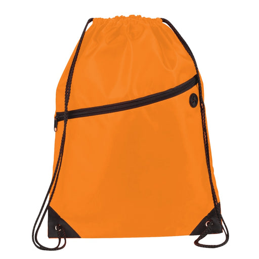 Front and Decorated view of the Robin Drawstring Bag