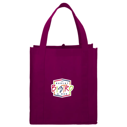 Front and Decorated view of the Little Juno Non-Woven Grocery Tote