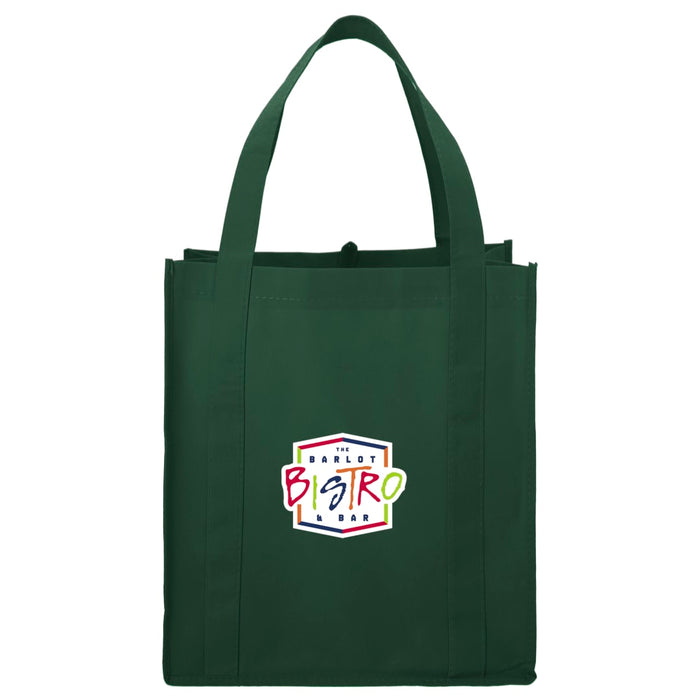 Front and Decorated view of the Little Juno Non-Woven Grocery Tote